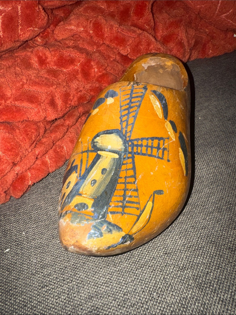 Vintage Hand-Painted Wooden Dutch Windmill Clog / Shoe Decor (Personalized "Kevi